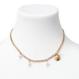 💖💎 Claire's Gold Shell & Pearl Charm Chain Necklace | NWT ✨